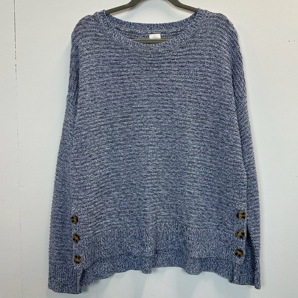 Joie Blue Heathered Knit Boatneck Pullover Sweater Large